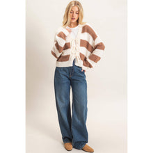 Load image into Gallery viewer, Striped V-Neck Sweater Cardigan
