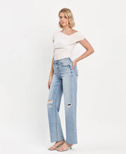 Load image into Gallery viewer, High Rise Raw Hem Wide Leg Jeans
