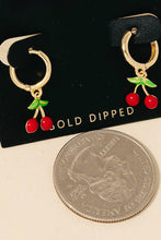 Load image into Gallery viewer, Gold Dipped Cherry Charms Hoop Earrings
