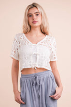 Load image into Gallery viewer, Front Tie Crochet Crop Top
