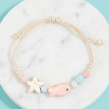 Load image into Gallery viewer, Ceramic Fish And Star Bead Cord Bracelet
