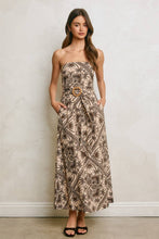 Load image into Gallery viewer, Paisley Scarf Rattan Belt Strapless Maxi Dress
