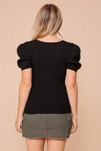 Load image into Gallery viewer, Puff Sleeve Sweater Ribbed Knit Top
