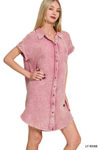 Load image into Gallery viewer, WASHED DOUBLE GAUZE BUTTON DOWN SHIRT DRESS
