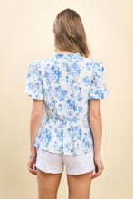 Load image into Gallery viewer, Floral Printed Bubble Sleeves Peplum Top
