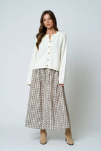 Load image into Gallery viewer, PLAID SMOCKED WAIST BUTTON DOWN MIDI SKIRT
