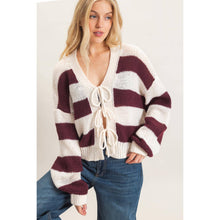 Load image into Gallery viewer, Striped V-Neck Sweater Cardigan
