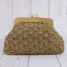 Load image into Gallery viewer, Crochet Paper Straw Wood Frame Clutch
