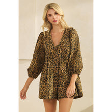 Load image into Gallery viewer, Printed Pleated Long Sleeve Denim Romper

