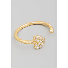 Load image into Gallery viewer, Pave Heart Textured Open Band Ring
