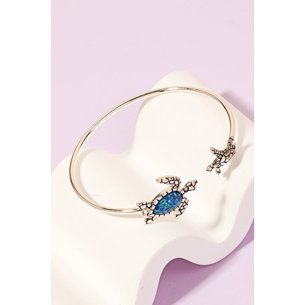 Double Turtle Metallic Wire Cuff Bracelet