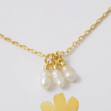 Load image into Gallery viewer, 18K Gold Dipped Triple Pearl Charm Necklace
