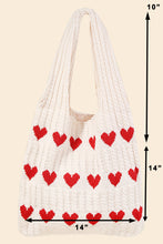 Load image into Gallery viewer, Crochet Knit Hearts Tote Bag
