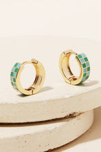 Load image into Gallery viewer, Checkered Print Mini Huggie Earrings
