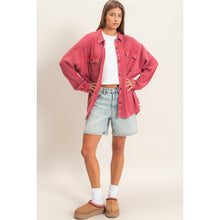 Load image into Gallery viewer, Mineral Wash Waffle Knit Button-Up Shacket

