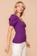 Load image into Gallery viewer, Puff Sleeve Sweater Ribbed Knit Top
