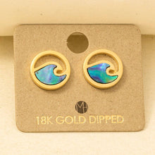 Load image into Gallery viewer, Gold Dipped Circle Wave Stud Earrings

