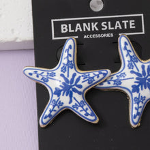 Load image into Gallery viewer, Enamel Starfish Floral Print Stud Earrings
