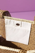 Load image into Gallery viewer, Two Tone Woven Straw Tote Bag With Tassel
