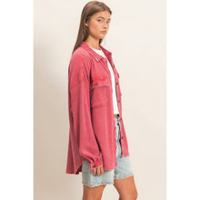 Load image into Gallery viewer, Mineral Wash Waffle Knit Button-Up Shacket
