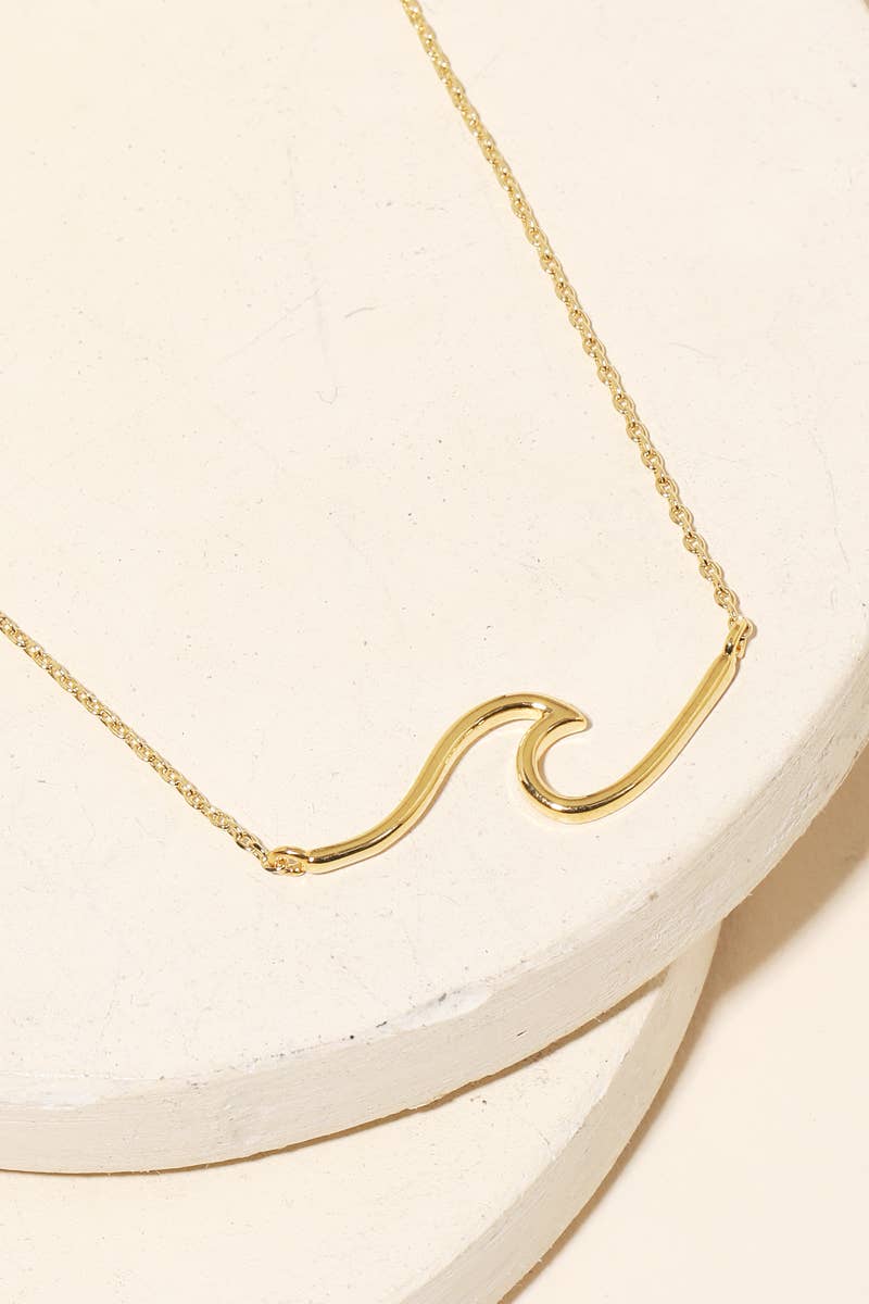 Dainty Wave Pendant Necklace