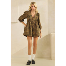 Load image into Gallery viewer, Printed Pleated Long Sleeve Denim Romper
