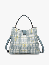 Load image into Gallery viewer, Tati Plaid Satchel w/ Inner Slip Pockets
