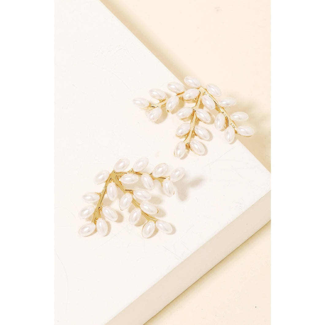 Pearl Leaf Earrings
