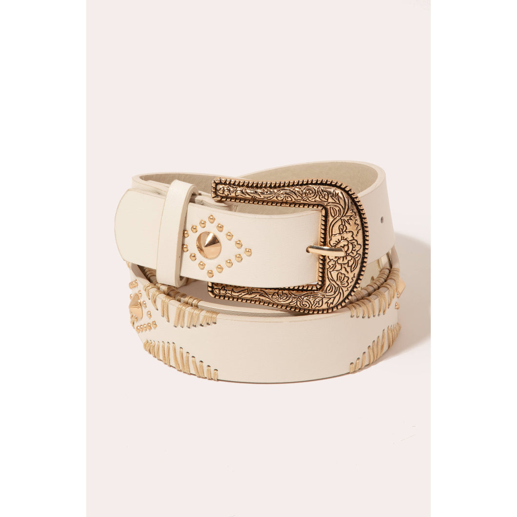 Floral Etched Buckle Belt