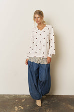 Load image into Gallery viewer, POLKA DOT LONG SLEEVE TEXTURED KNIT TOP
