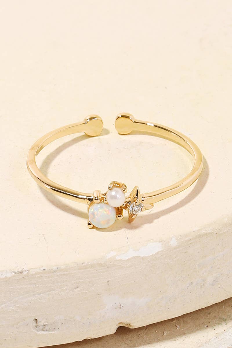 Gold Dipped Delicate Opal Star Ring