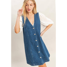 Load image into Gallery viewer, V-Neck Button-Front Denim Dress
