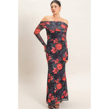 Load image into Gallery viewer, Off Shoulder Floral Mesh Dress
