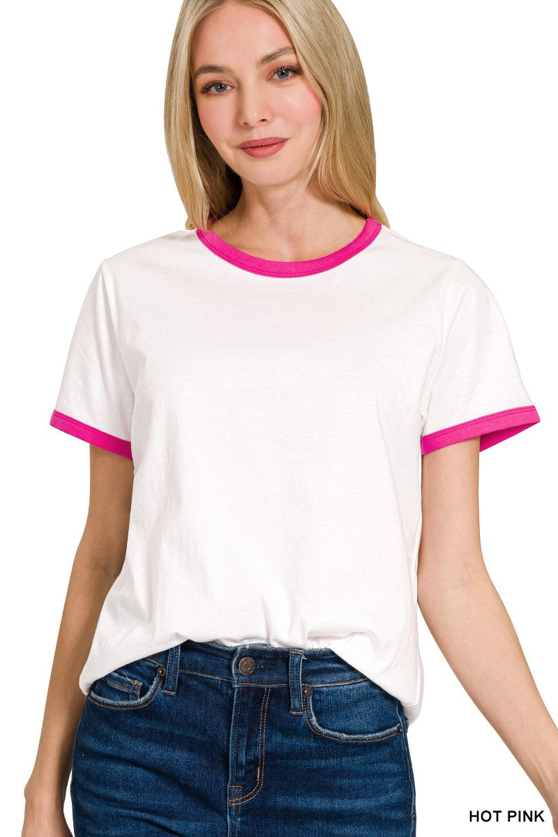 CONTRAST BINDING SHORT SLEEVE TEE SHIRTS