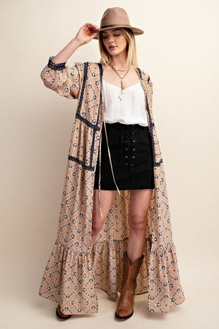 Bandana Print Tie Front Kimono Dress