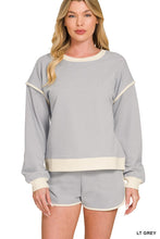 Load image into Gallery viewer, French Terry Contrast Binding Pullover &amp; Shorts Set
