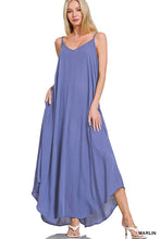 Load image into Gallery viewer, WOVEN CRINKLE CAMI MAXI DRESS W SIDE POCKETS
