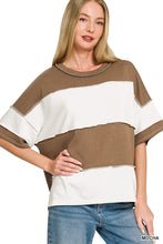 Load image into Gallery viewer, French Terry Striped Exposed Seam Top

