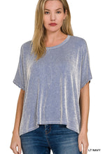 Load image into Gallery viewer, Ribbed Striped Oversized Short Sleeve Top
