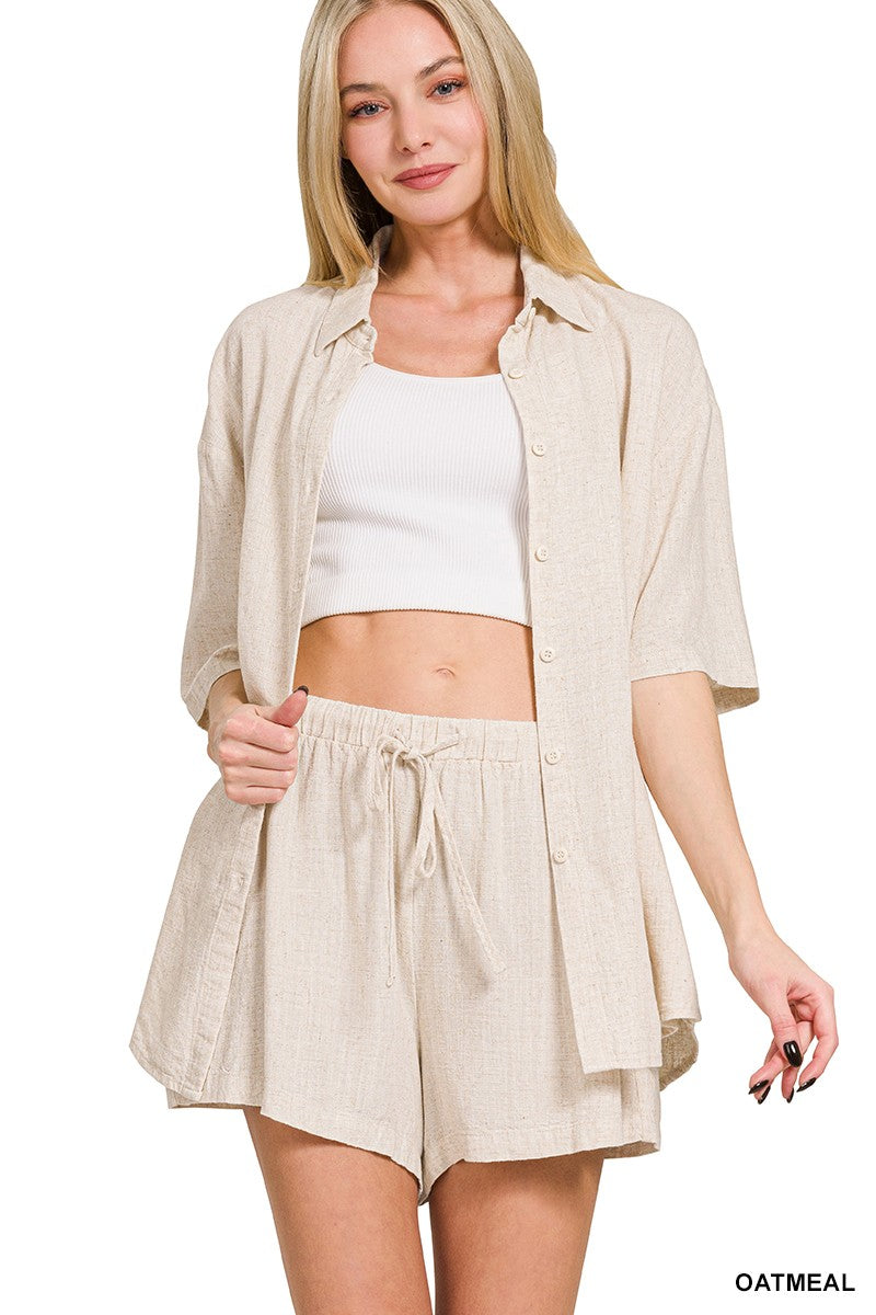 LINEN SHORT SLEEVE SHIRTS & SHORT PANTS SET