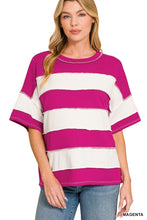 Load image into Gallery viewer, French Terry Striped Exposed Seam Top
