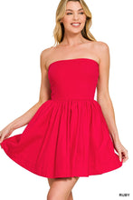 Load image into Gallery viewer, Combined Knit &amp; Woven Tube Top Flare Mini Dress With Pocket
