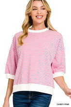 Load image into Gallery viewer, Striped Contrast Trim Rib Banded Top
