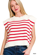 Load image into Gallery viewer, Oversized Crew Neck Stripe Sweater Vest
