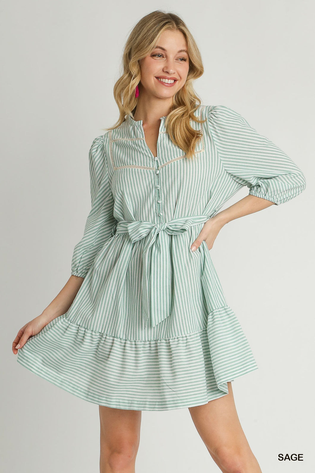 Sage Striped Dress