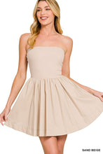 Load image into Gallery viewer, Combined Knit &amp; Woven Tube Top Flare Mini Dress With Pocket
